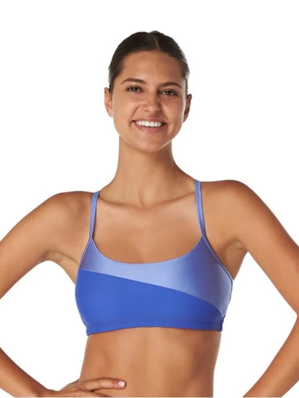Speedo Asymmetrical Color Block Bikini Top Sz XS
Color: Dazzling Blue